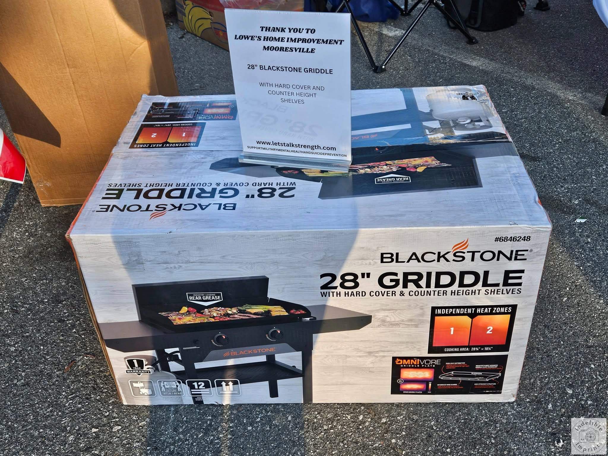 A raffle prize donated by a local business on display at an LTS event